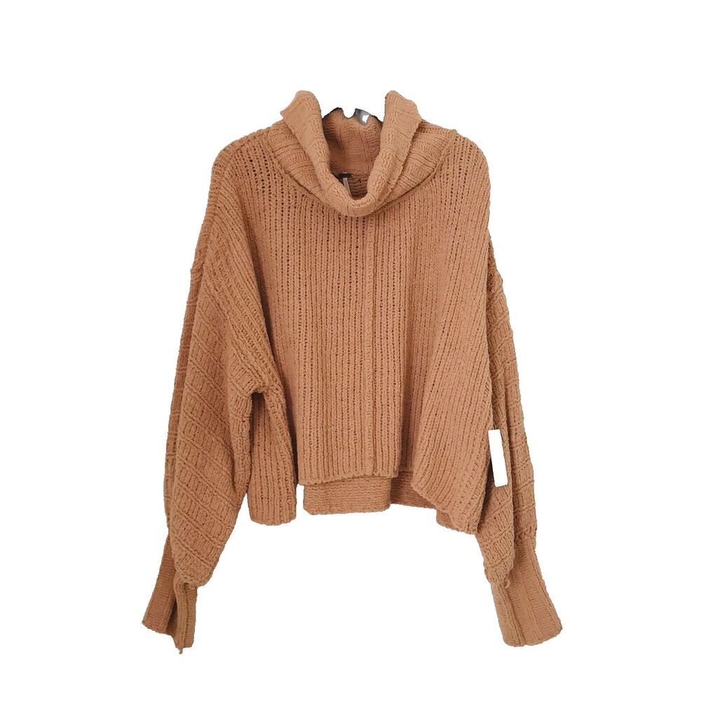 Free People Pullover Camel Sweater Peach Dusty Orange Cozy NEW Womens Size L